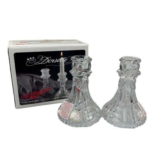 Vintage Anna Hutte Bleikristall Dorsette Crystal Pair of Candlesticks, Germany - Picture 1 of 15